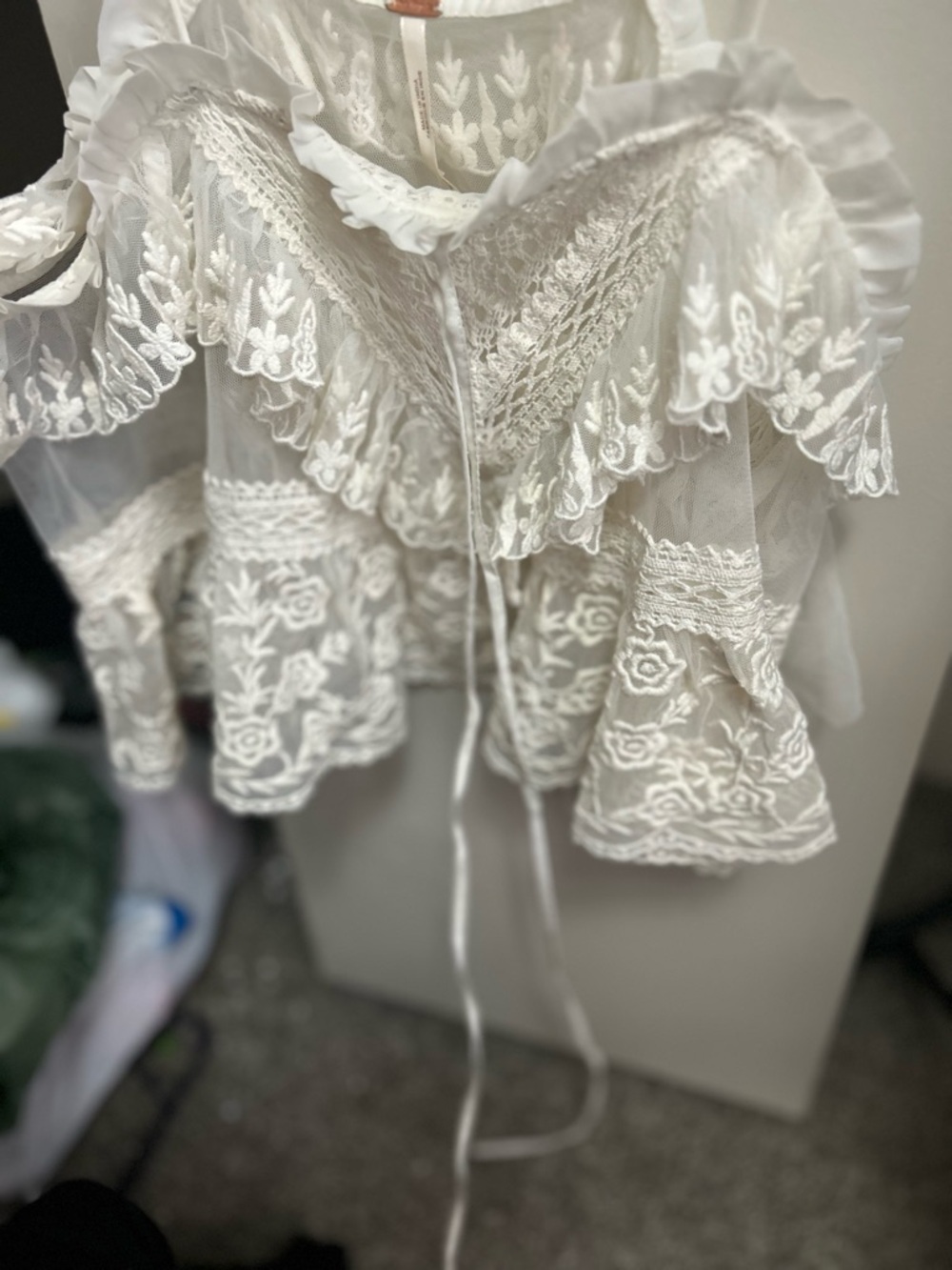 Free People Ivory Lace Ruffle Cami Top - Picture 3 of 3